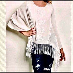 Lake boho mandala embroidered tassel kimono tunic